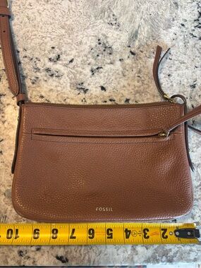 Fossil Tan Pebbled Leather Crossbody Bag